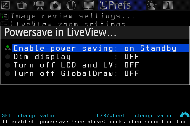 Power save in LiveView